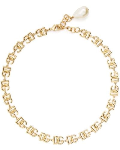 Dolce & Gabbana Dg-logo Chain Necklace - Metallic