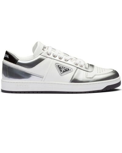 Prada Sneakers de piel con logotipo - Blanco
