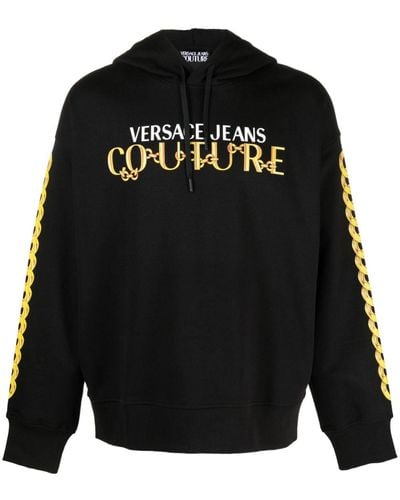 Versace Jeans Couture Hoodie en coton à logo imprimé - Noir