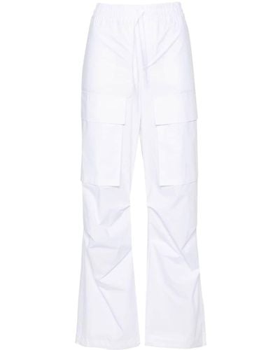 P.A.R.O.S.H. Pantalon droit en coton à poches cargo - Blanc