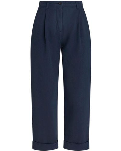 Etro Pantalones chinos con motivo de espiga - Azul