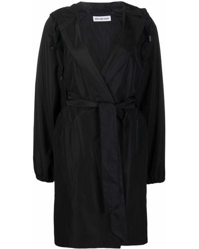 Balenciaga Chubasquero con capucha y cinturón - Negro