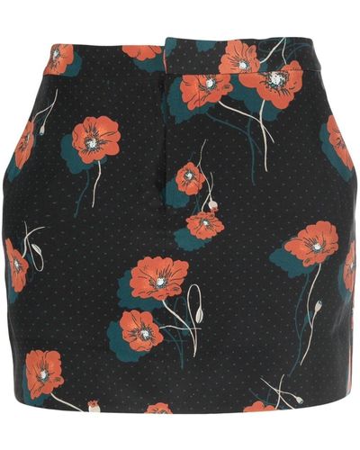 Equipment Floral-print Silk Mini Skirt - Black