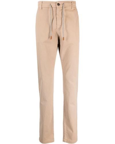Eleventy Drawstring-waistband Tapered-leg Trousers - Natural