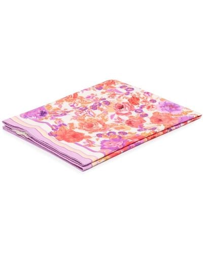 Zimmermann Floral-print Textured Beach Towel - Pink