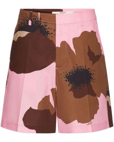 Valentino Garavani Flower Portrait-print Bermuda Shorts - Pink