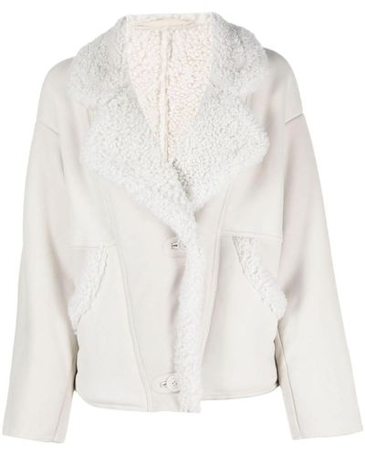 Salvatore Santoro Notched-collar Suede Shearling Jacket - White