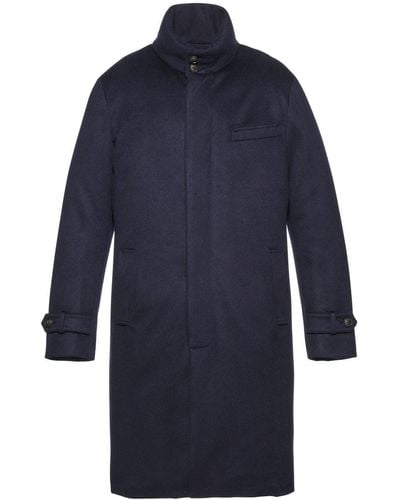 Norwegian Wool Single-breasted Cashmere Coat - Blue