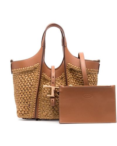 Tod's Sac cabas Timeless en raphia - Marron