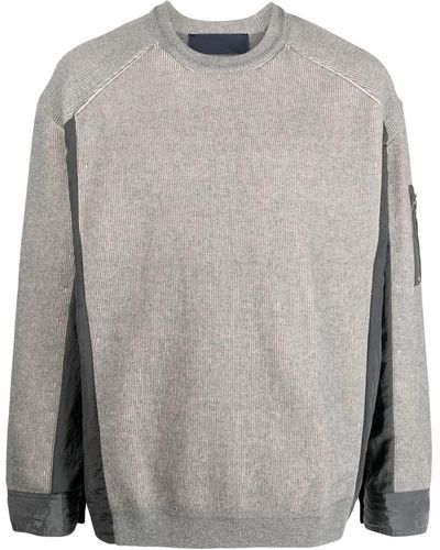 Juun.J Two-tone Ribbed-knit Sweatshirt - Grey