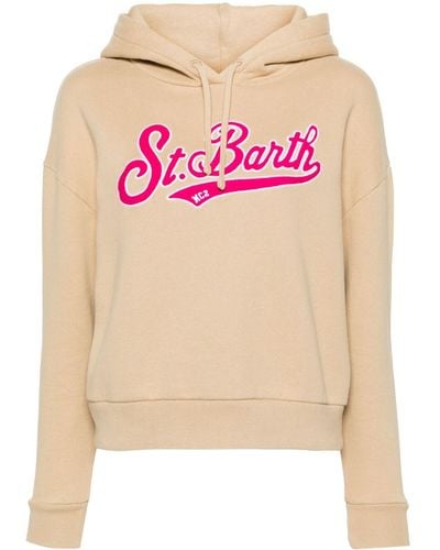 Mc2 Saint Barth Logo-embroidered Cotton Hoodie - Pink