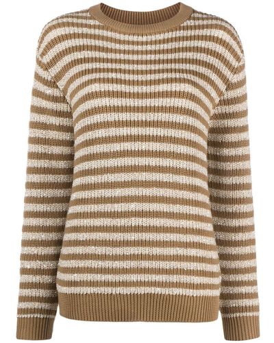 Brunello Cucinelli Striped Knitted Jumper - Brown