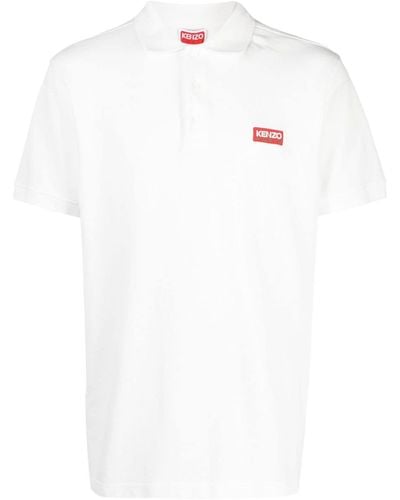 KENZO Polo en coton à patch logo - Blanc