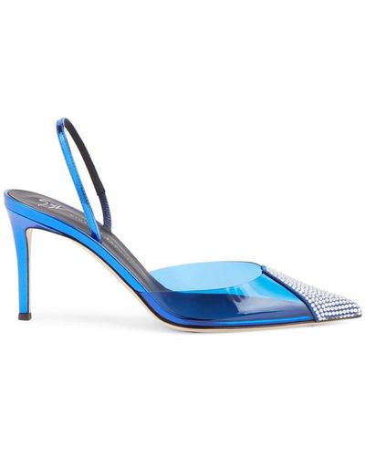 Giuseppe Zanotti Escarpins Leonor 85 mm à ornement en cristal - Bleu