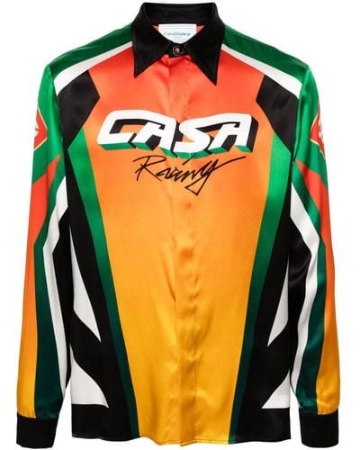 Casablancabrand Moto Sport Zijden Shirt - Oranje