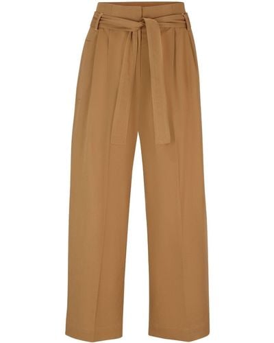 BOSS Tie-fastening Straight-leg Trousers - Brown