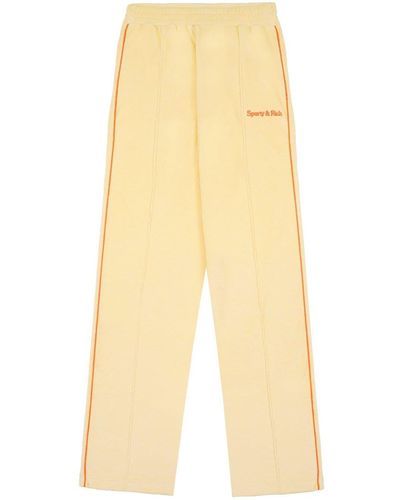 Sporty & Rich Logo-embroidered Terrycloth Track Trousers - Yellow
