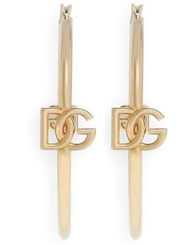 Dolce & Gabbana Dg Logo-charm Hoop Earrings - White