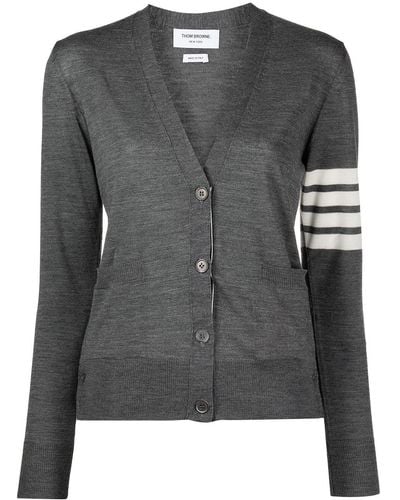 Thom Browne Cardigan Con Scollo A V - Nero