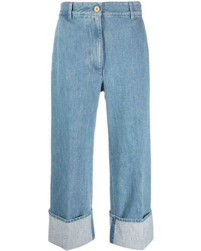 Patou Iconic Wide Leg Crop Jeans - Blue
