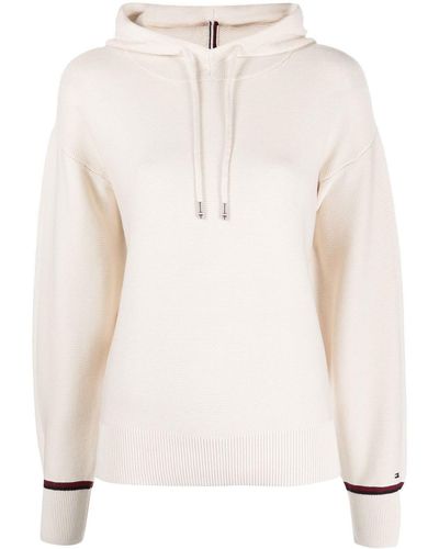 Tommy Hilfiger Stripe-detail Knitted Hoodie - White