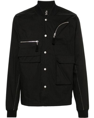 Thom Krom Band-collar Multi-pocket Shirt - Black