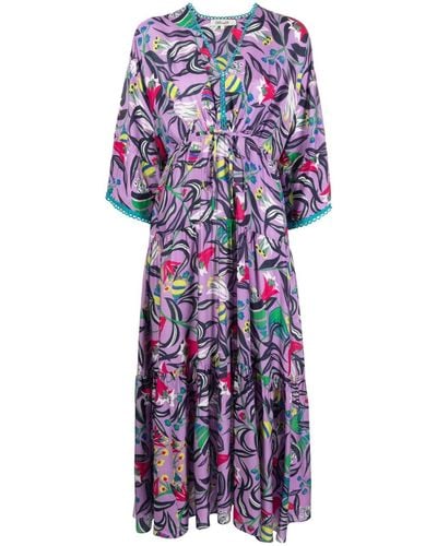 Diane von Furstenberg Graphic-print Mid-length Dress - Purple