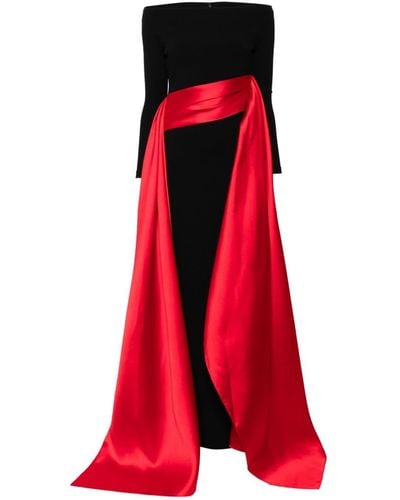 Solace London Irma off-shoulder layered gown - Rot