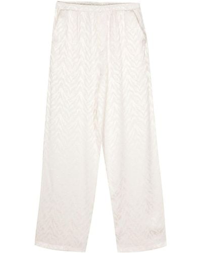 FAMILY FIRST Patterned-jacquard Straight-leg Pants - White