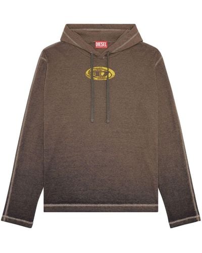 DIESEL ‘T-Crone’ Ribbed Hoodie, ' - Brown