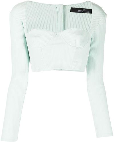 ROKH Ribbed Sweetheart-neck Top - Green