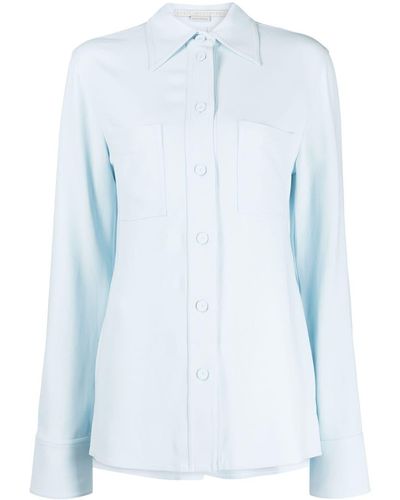Stella McCartney Langarmshirt mit spitzem Kragen - Blau