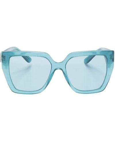 Dolce & Gabbana Eckige Sonnenbrille mit Logo-Schild - Blau