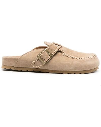 SCAROSSO Cheyenne Suede Slippers - Natural