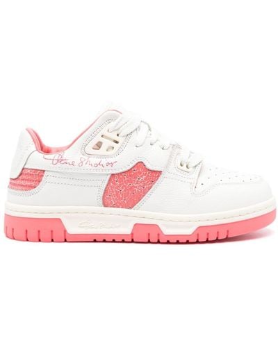 Acne Studios Cracked-effect Leather Trainers - Pink