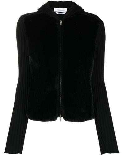 Blumarine Panelled Hooded Cardigan - Black