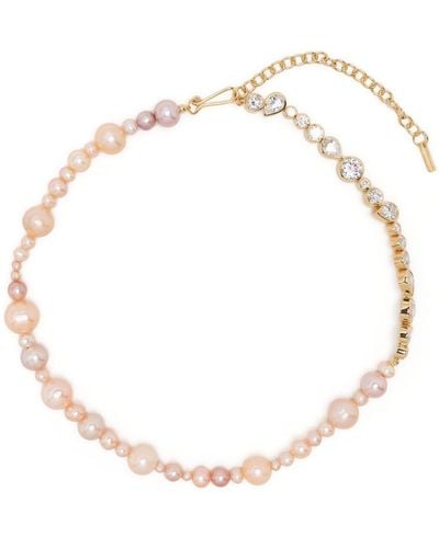 Completedworks Collier en chaîne serti de perles et de zircone - Blanc