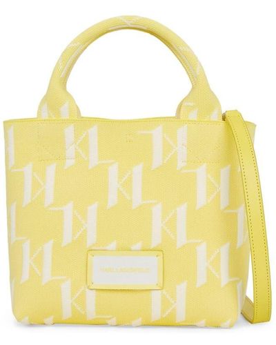 Karl Lagerfeld Small K/monogram Knitted Tote Bag - Yellow