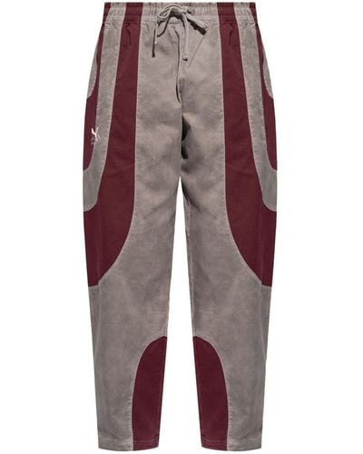 PUMA Panelled Cotton Trousers - Red