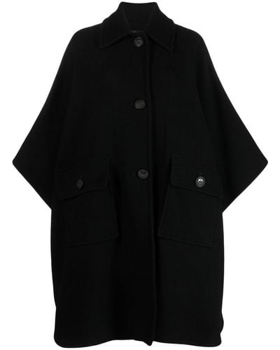 Pinko Batwing-sleeves Wool-blend Coat - Black