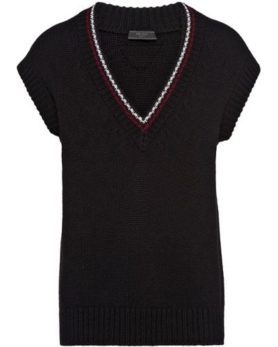 Prada Chunky-knit Cashmere Vest - Black