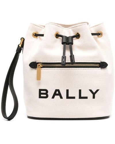 Bally Bar Canvas Bucket Bag - White
