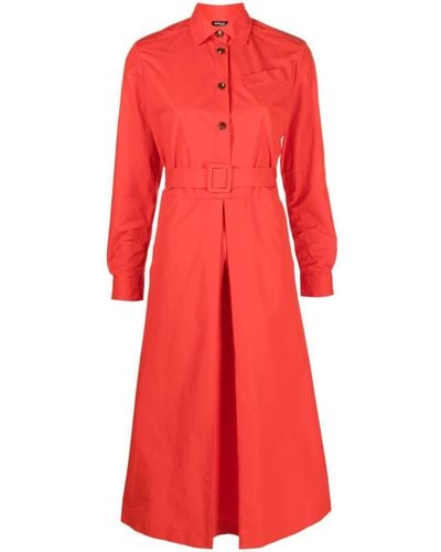 Kiton Robe-chemise à taille ceinturée - Rouge