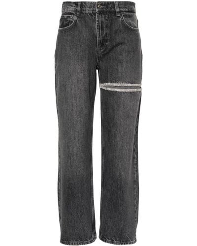 Liu Jo Crystal-embellished Cutout Jeans - Gray