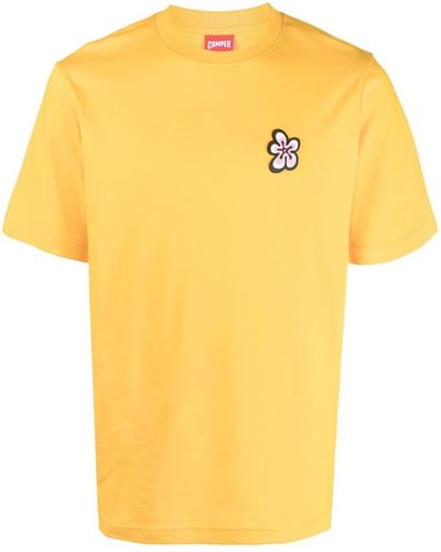 Camper T-Shirt mit Blumen-Print - Gelb