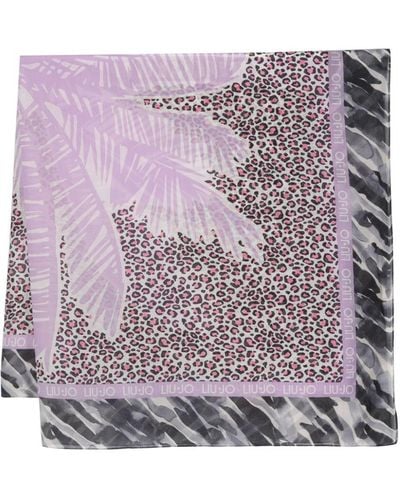 Liu Jo Animal-print Chiffon Scarf - Purple