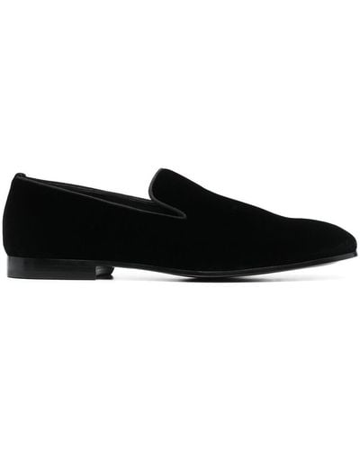 Doucal's Almond-toe Velvet Loafers - Black