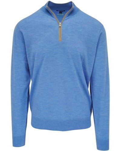 Peter Millar Wool-blend Zip-up Sweater - Blue