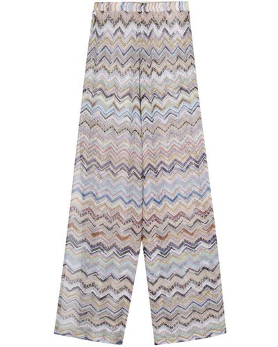 Missoni Zigzag-print Side Slit Trousers - Grey