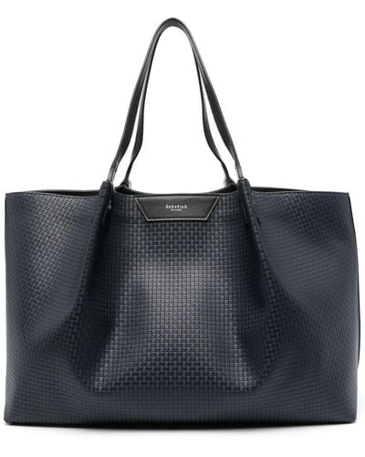 Serapian Monogram-pattern Leather Tote Bag - Black